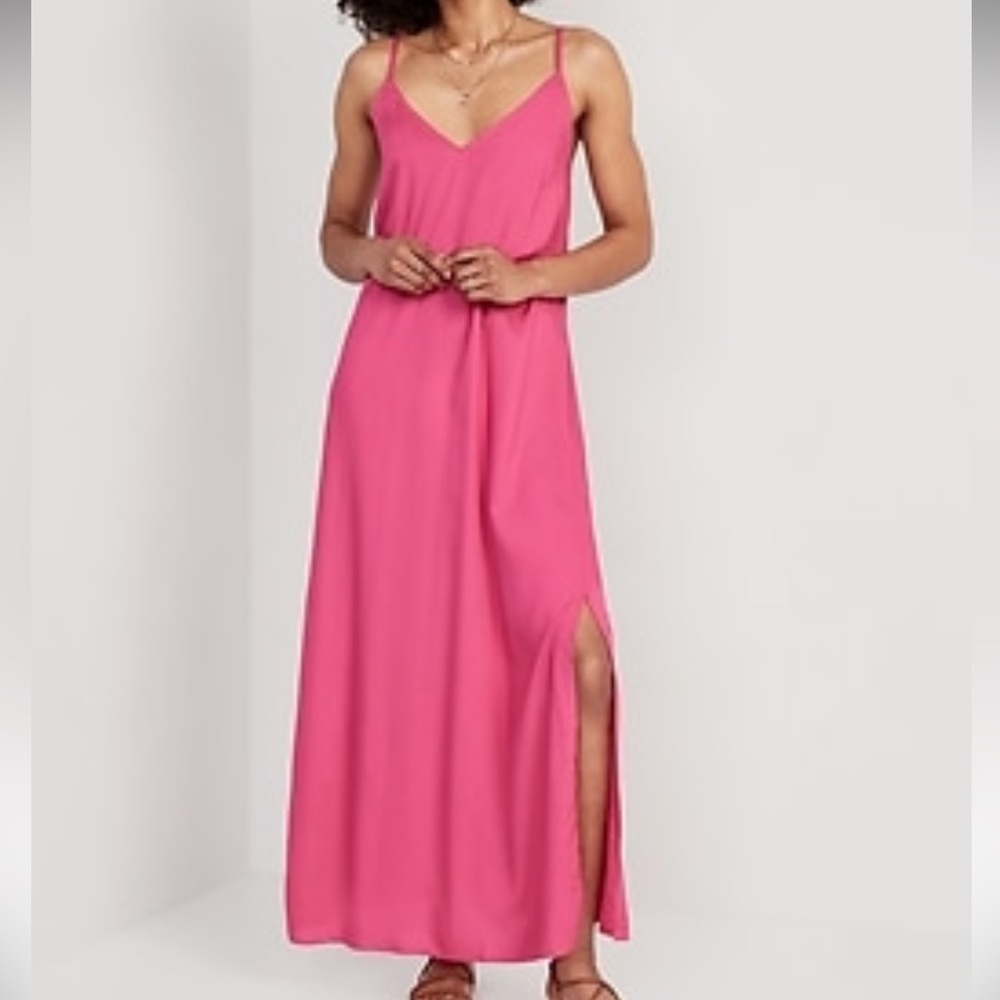 NWT Pink Tie Back Maxi Slip Dress